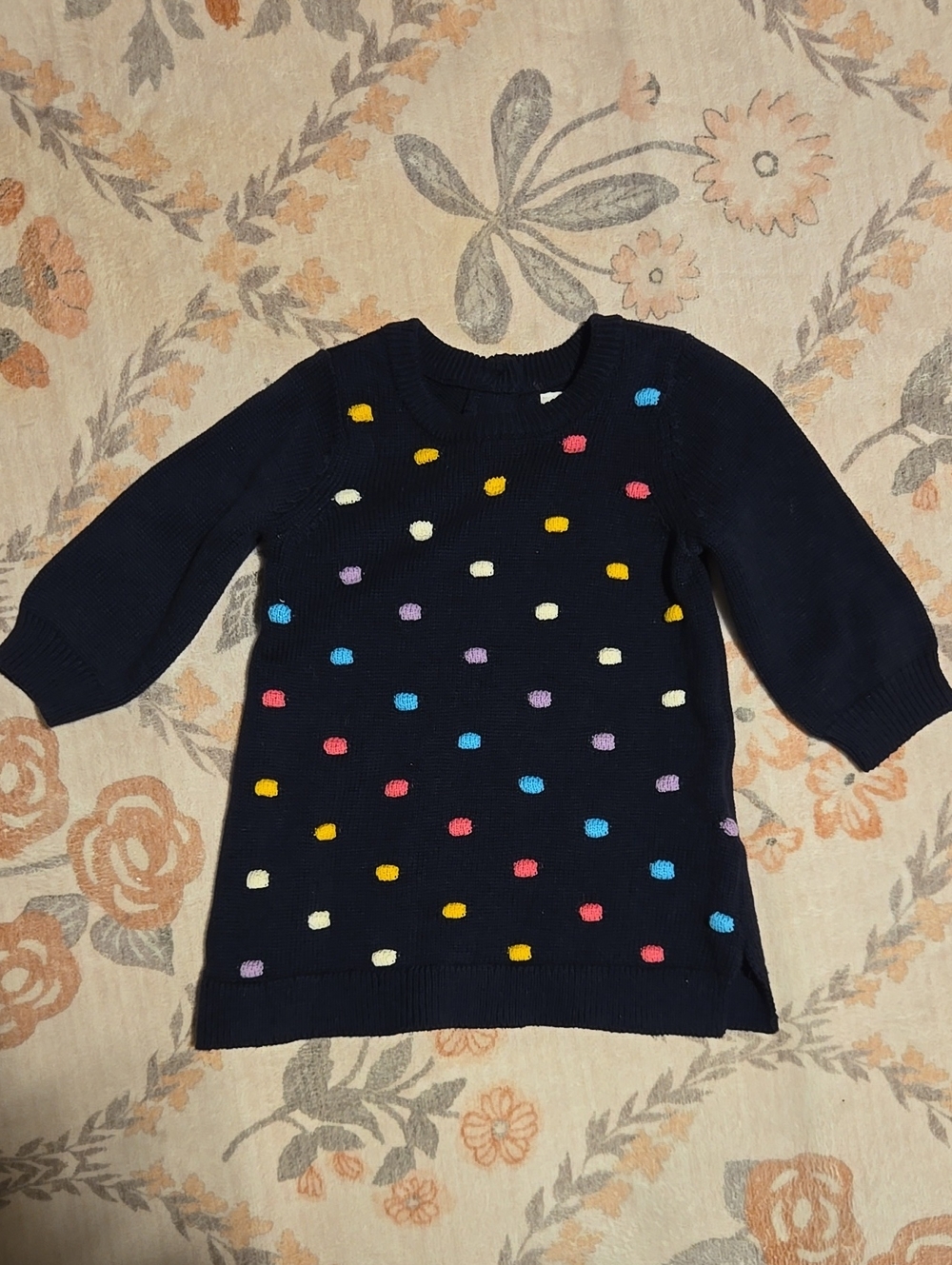 GAP Navy Sweater Tunic with Multicolor Polka Dots